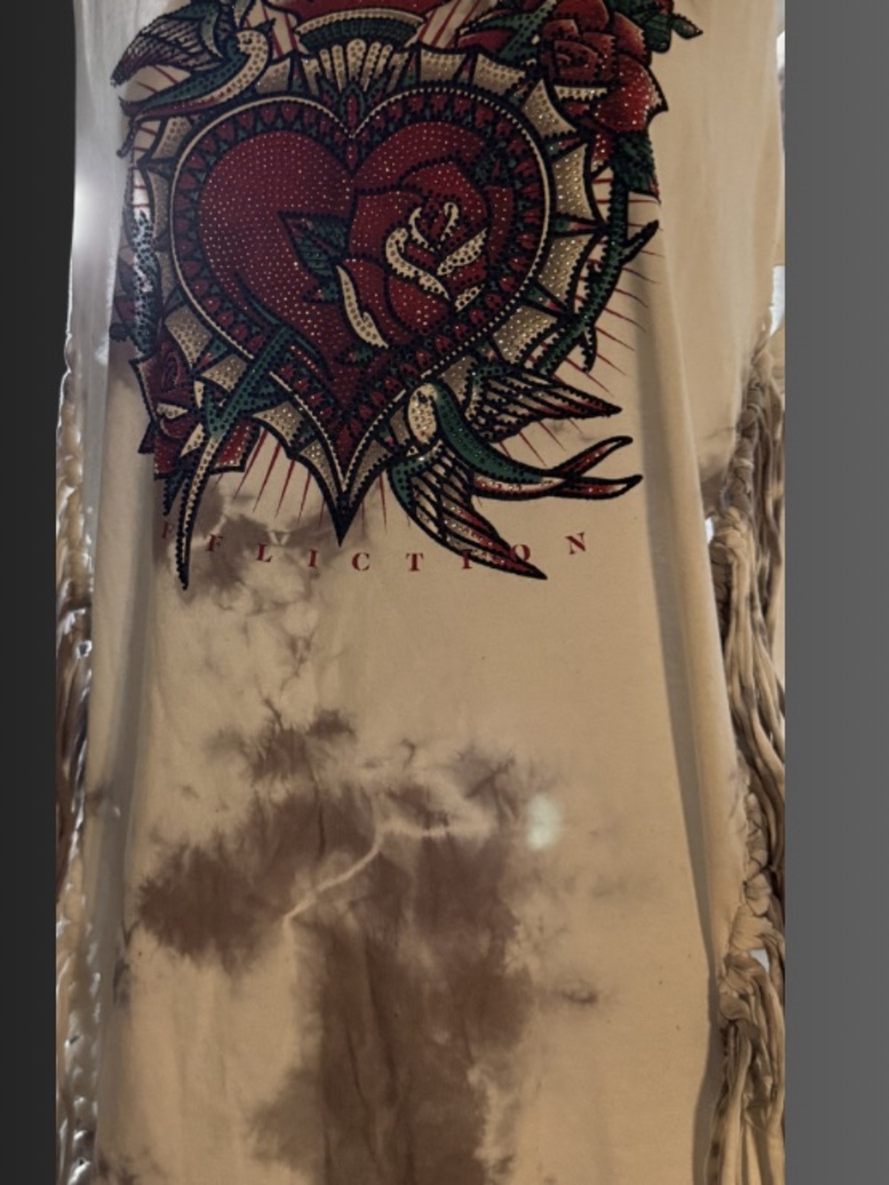 NBW Affliction Black Label White and grey tank with rhinestones - Picture 4 of 4